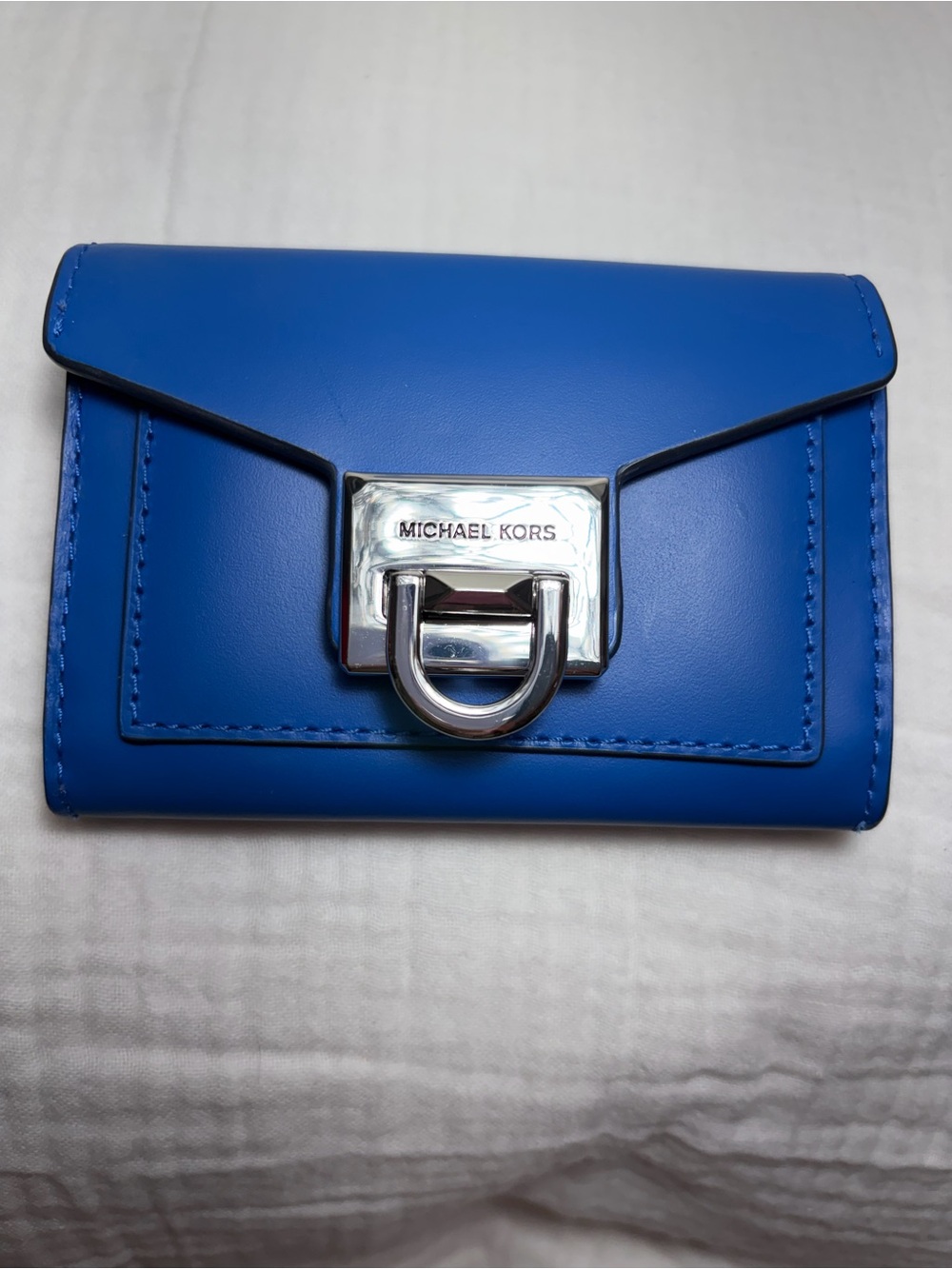 Michael Kors Manhattan Small Flap Wallet Blue Leather